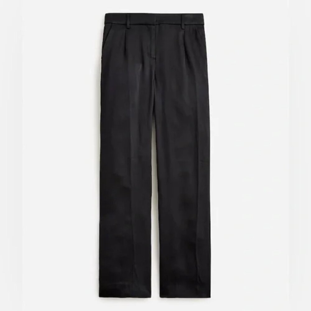 J. Crew Straight Leg Essential Pant in Luster Crepe - Black - Size 12